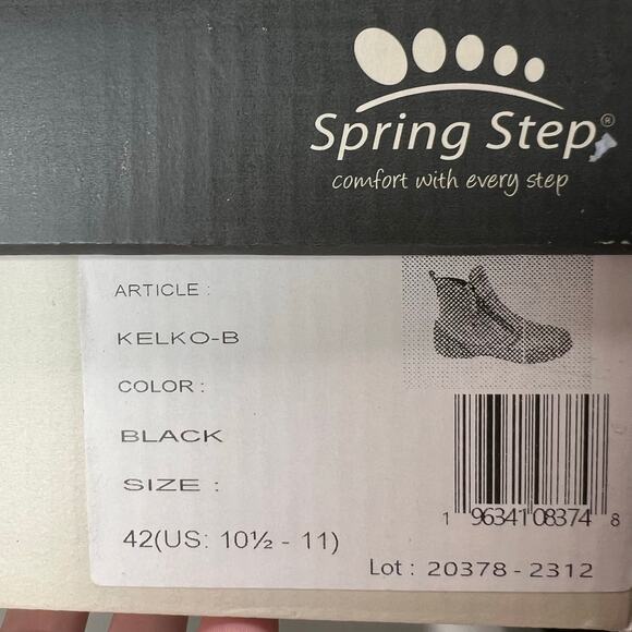 Spring Step Kelko Leather Ankle Boots Black 20378-2315 Women 10.5/EU 42 - Picture 10 of 10